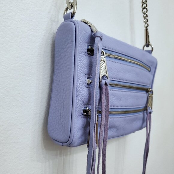 Rebecca Minkoff Lavender Lilac 5-Zip Leather Chain Crossbody Bag - Picture 4 of 16